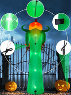 Haunt & Co 12FT Halloween Inflatable with LED Lights - Giant Pumpkin & Skeleton Outdoor Decoration