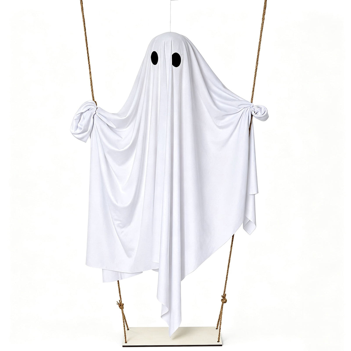 Haunt & Co Halloween Hanging Ghost Decor With Lights, Lighted White Ghost Ornament for Porch Tree Doorway Party Display, Spooky Fabric Hanging Decoration for Indoor Outdoor Holiday Scenes