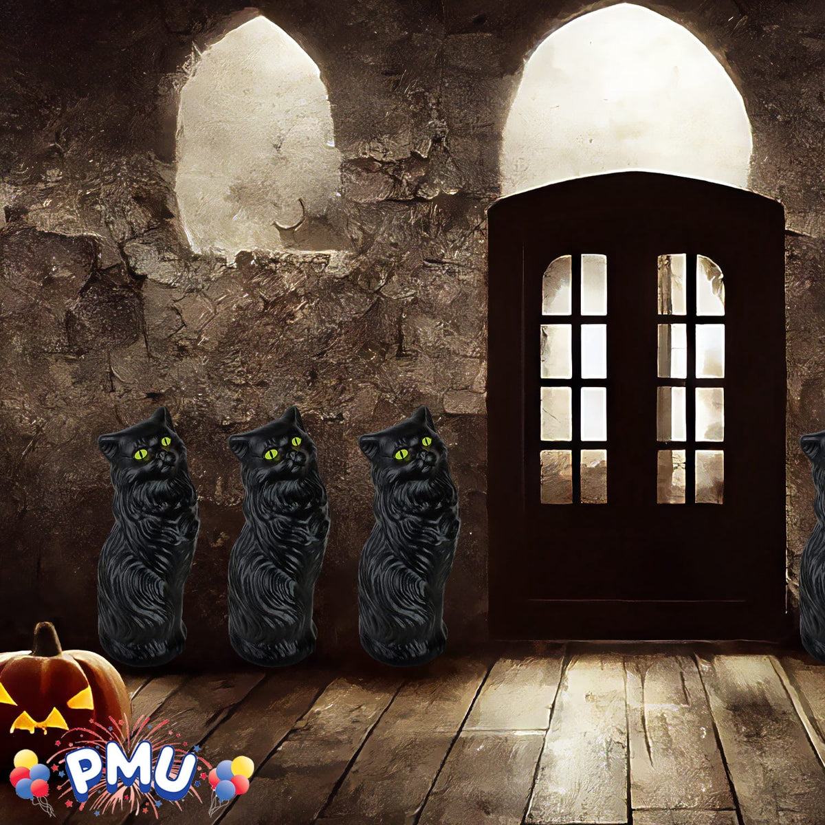 Haunt & Co PMU Halloween Black Cat - Blow Mold Plastic Cat Statue - Perfect Décor for Halloween, Home, Yard, Lawn, Garden, Indoor and Outdoor - Best