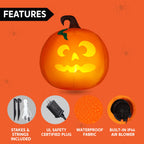 Haunt & Co 5 Ft Tall Halloween Inflatable Pumpkin,Blow Up Pumpkin with Projector Face and Music Lights,Outdoor Decorations