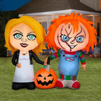 Haunt & Co Halloween Airblown Yard Inflatables Chucky and Bride & Pumkin 66.14 in x 19.29 in x 57.48 in 5.09 lb