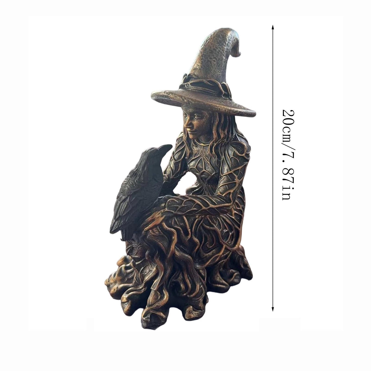 Haunt & Co Halloween Witch Statue, 7.87" Gothic Halloween Resin Figurine Retro Magician Decor Dark Fantasy Ornament Halloween Festival Collectible