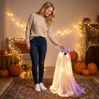 Haunt & Co Halloween Decorations, LED Lighted Ghost Walking Dog Statues, Spooky Halloween Indoor Decor for Home Tabletop Patio Garden Ornament (Ghost*1?? Ghost Dog*2)