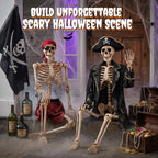Haunt & Co 5.4ft Halloween Skeleton Decorations, Weathered Posable Skeleton Decor for Outdoor Indoor