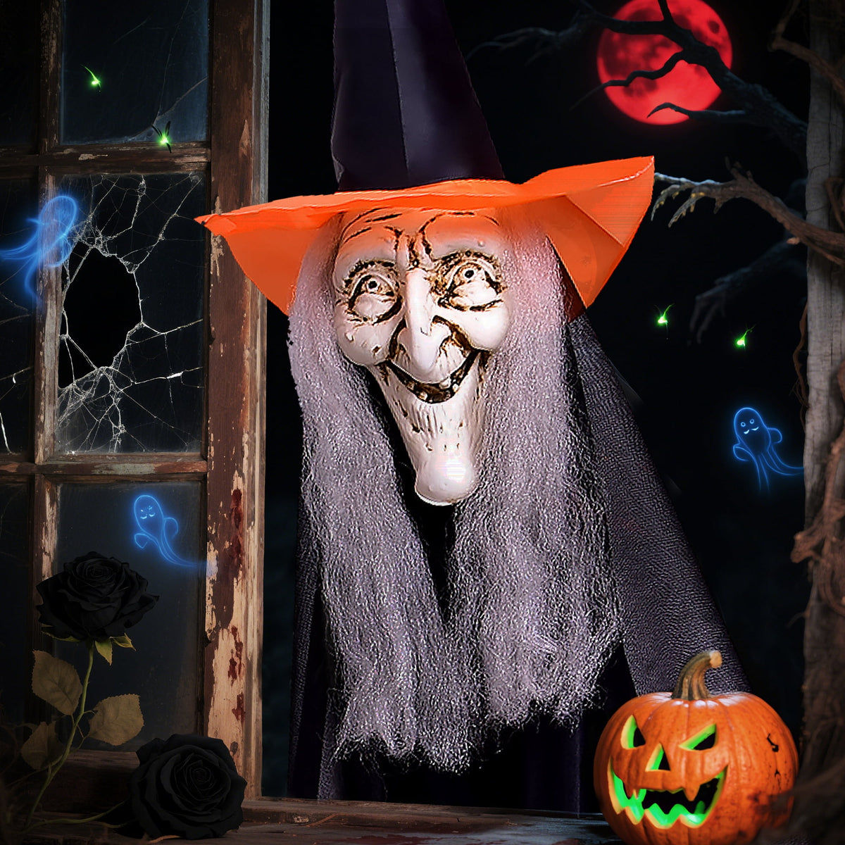 Haunt & Co Fun Little Toys 3 Pcs Halloween Witch Decorations, 43" Wicked Witches Decor, Scary Halloween Stakes