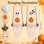 Haunt & Co Halloween Festival Ornament, Hanging Swing Ghost with LED Lights, 3.6FT Spooky Cute Ghost for Outdoor Lawn and Porch