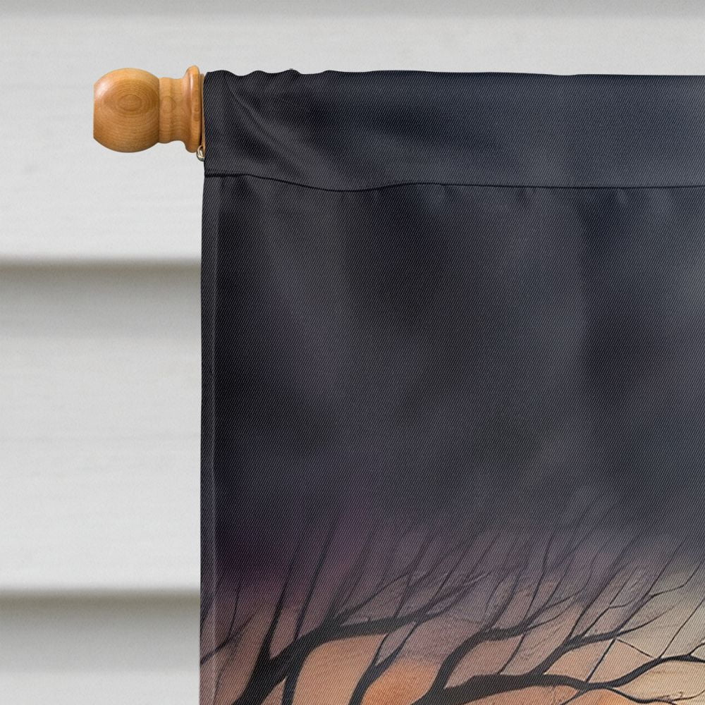 Haunt & Co Halloween Keeshond Dog House Flag 28x40IN Double-Sided Polyester Decorative Sleeve Pole Flag