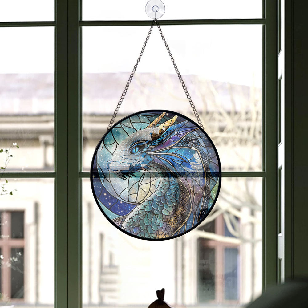 Haunt & Co Luxury Christmas Gift - Celestial Dragon Hanging Halloween Fall Stained Glass Hanging Ornament - Candy Cane Stripe Christmas Tree Decor, Holiday Gift for Mom, Dad, Friends, Family