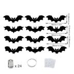 Haunt & Co Halloween Light Up Bats Decor Kit, Red Eye Bat Silhouette Hanging Ornaments With Mounting Accessories And Creepy Glow Effect, Halloween Party Decorations for Home Wall Door Window And Event Displays
