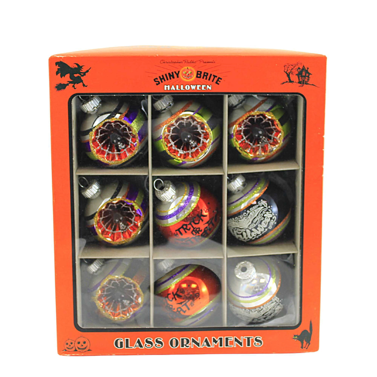 Haunt & Co Shiny Brite 2.50" Rounds & Reflectors Glass Ornament Halloween Skulls 4028051