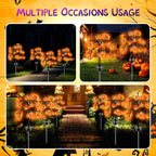 Haunt & Co 2 packs 40 LEDs Solar Halloween Pumpkin Stake Lights, 2 Modes Outdoor Waterproof , Solar Halloween Lights Stakes
