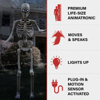 Haunt & Co 8 ft Tall Motion-Activated Towering Skeleton, Premium Talking Halloween Animatronic Decoration, Plug-In
