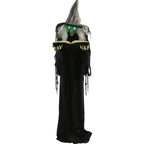 Haunt & Co 5.5 ft Poseable Witch with Spell Book, Lights and Sound, Indoor/Covered Outdoor