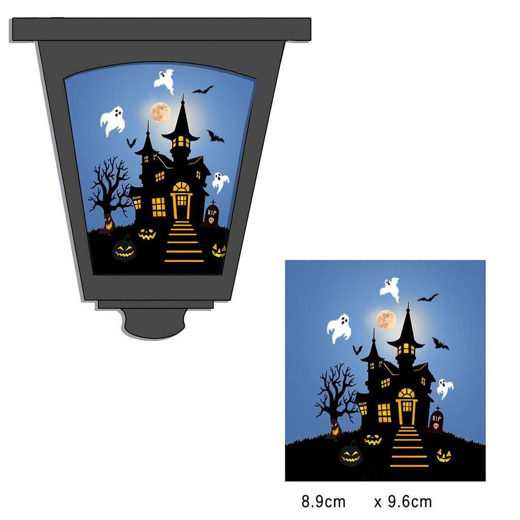 Haunt & Co 2-Pack Haunted House Solar Post Lights - Spooky with Eerie Glow, 40" Rust-Proof Stake, Auto On/Off