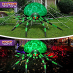Haunt & Co 8FT Halloween Inflatables Outdoor Decorations Giant Spider Decorations with LED Lights and Air Pump Blow up Inflatable Green