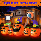 Haunt & Co (2 pack) 8FT Halloween Inflatable Pumpkins Blow ups Outdoor Decorations, Five Pumpkins with LED Lights