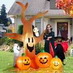 Haunt & Co 8FT Halloween Inflatables Dead Tree,Outdoor with Built-in LED Lights,Halloween Blow Up Yard Decorations with Pumpkin,Ghost,and Owl