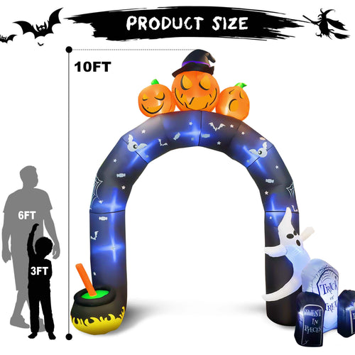 Haunt & Co 10 FT Halloween Inflatables Archway Outdoor Decorations, Scary Halloween Arch Blow Up Yard Decorations for Front Yard Lawn Garden Decor