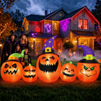 Haunt & Co (2 pack) 8FT Halloween Inflatable Pumpkins Blow ups Outdoor Decorations, Five Pumpkins with LED Lights