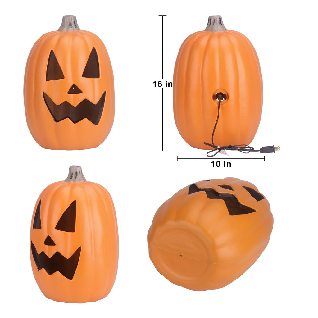 Haunt & Co 16in Pre-lit Halloween Pumpkin Jack O' Lantern with Bulbs