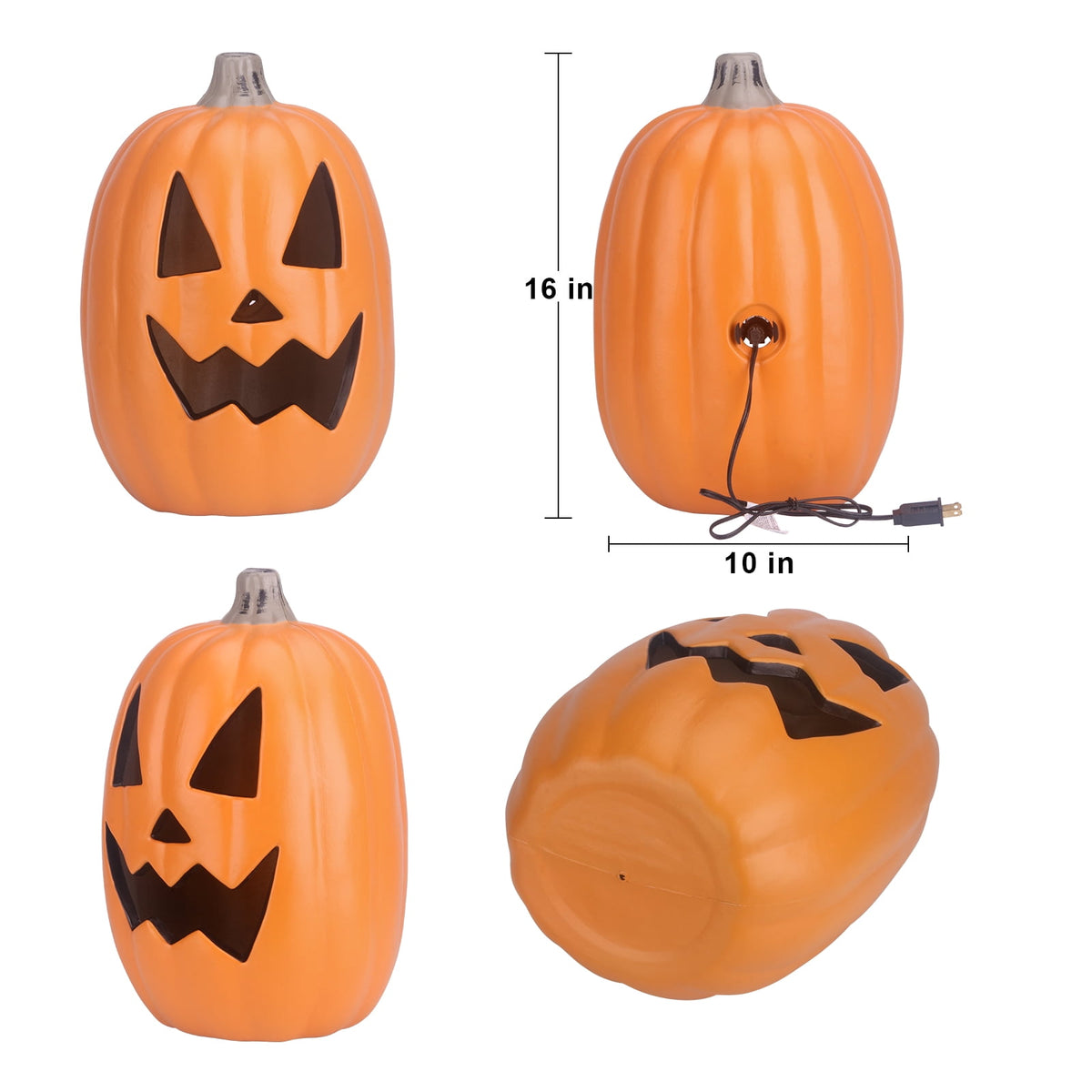 Haunt & Co 16in Pre-lit Halloween Pumpkin Jack O' Lantern with Bulbs