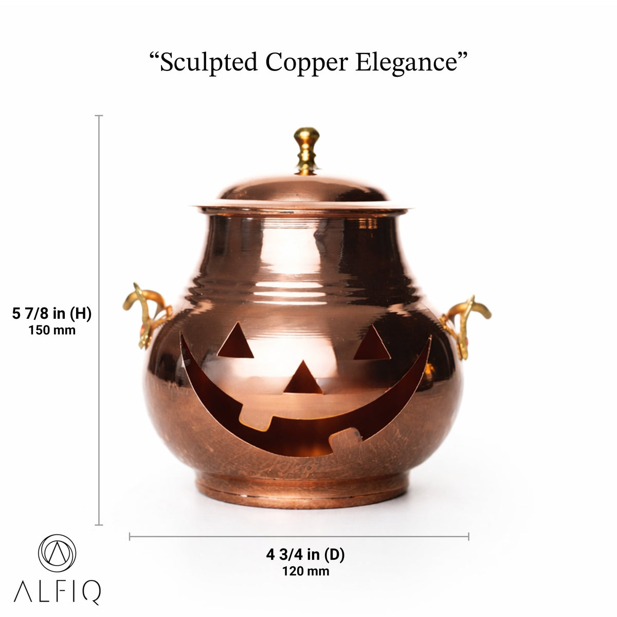 Haunt & Co Handmade Copper Pumpkin Ornament, 4x4 Inch Fall Wall Decor with Hanger for Thanksgiving, Halloween, and Harvest Home Decor Gift