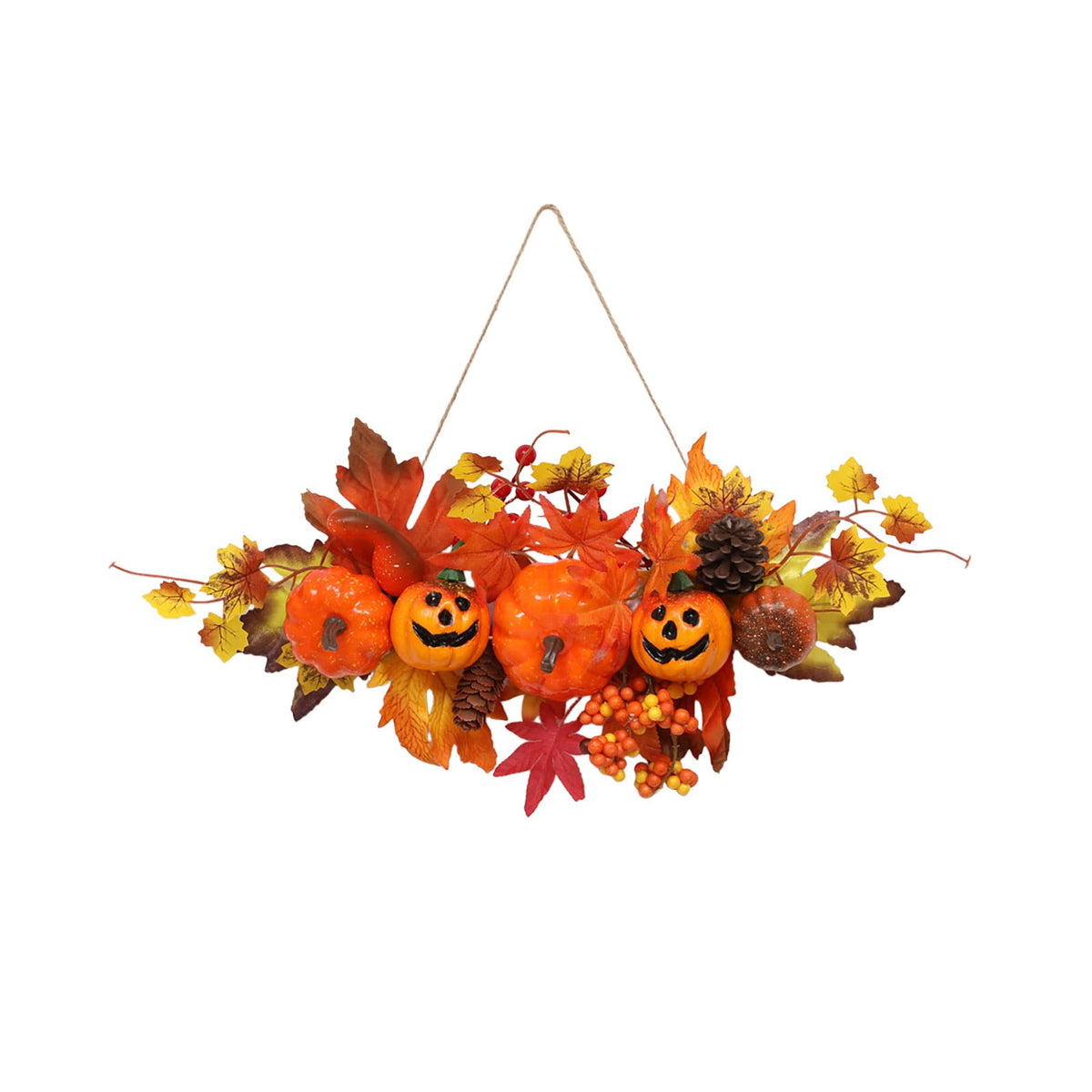 Haunt & Co Gaecuw Halloween Pumpkin Maple Leaf Hanging Ornament Fall Festival Wall Decor for Front Door Party Indoor Supplies