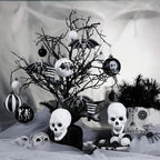 Haunt & Co Halloween Skeleton Black and White Ornament Set