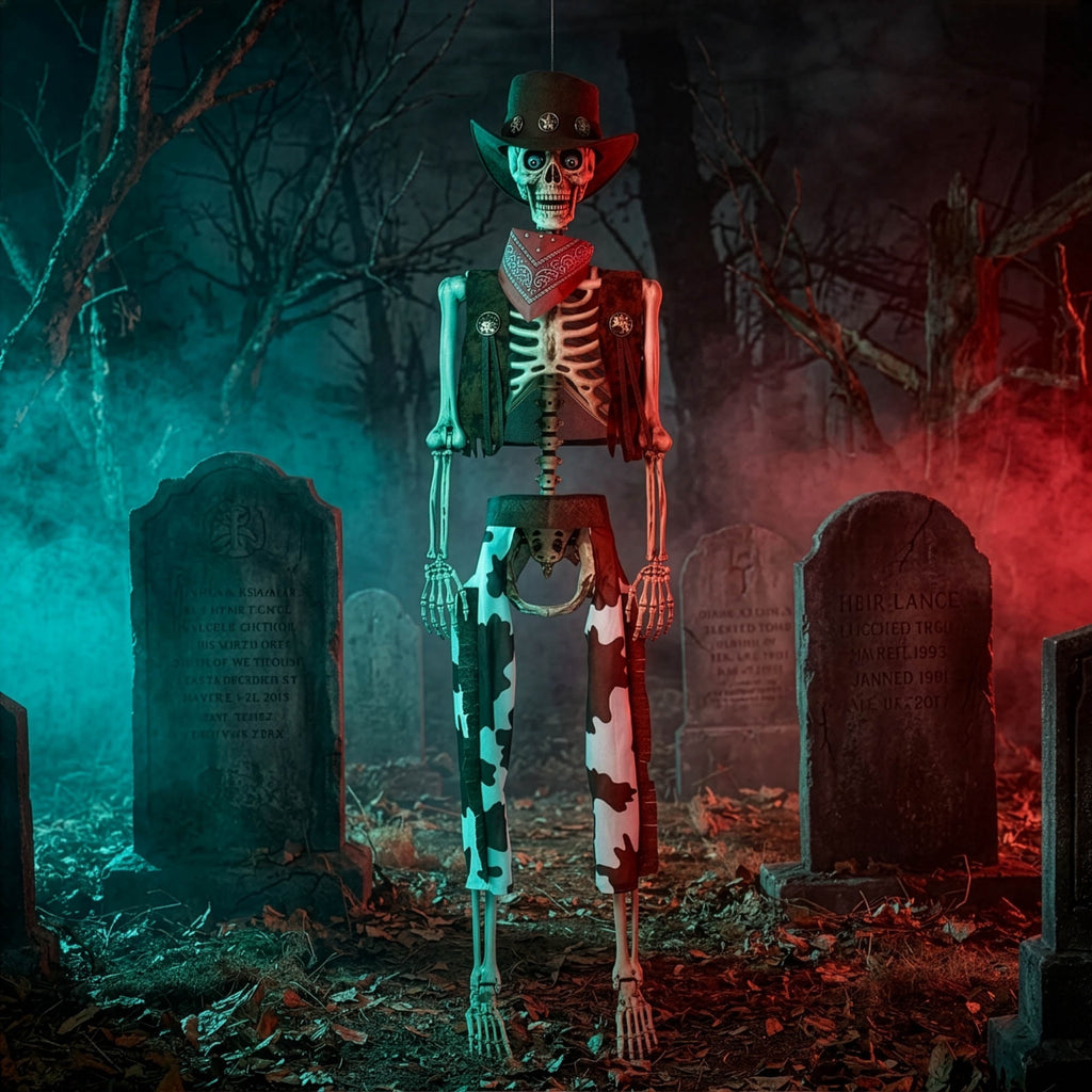 Haunt & Co Yescom Halloween 5.6Ft Life Size Skeleton Cowboy Detailed Costume Outdoor Indoor Haunted House Props Decor 2026