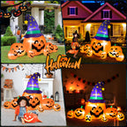 Haunt & Co 8.7ft Halloween Inflatables Pumpkins 7 Blow Up Decor with Witches Hat, Built-in LED Lights