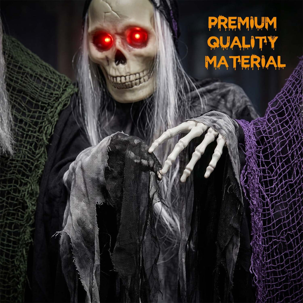 Haunt & Co 3 Pack Hanging Skeleton Ghosts for Outdoor, Grim Reaper for