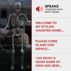 Haunt & Co 8 ft Tall Motion-Activated Towering Skeleton, Premium Talking Halloween Animatronic Decoration, Plug-In