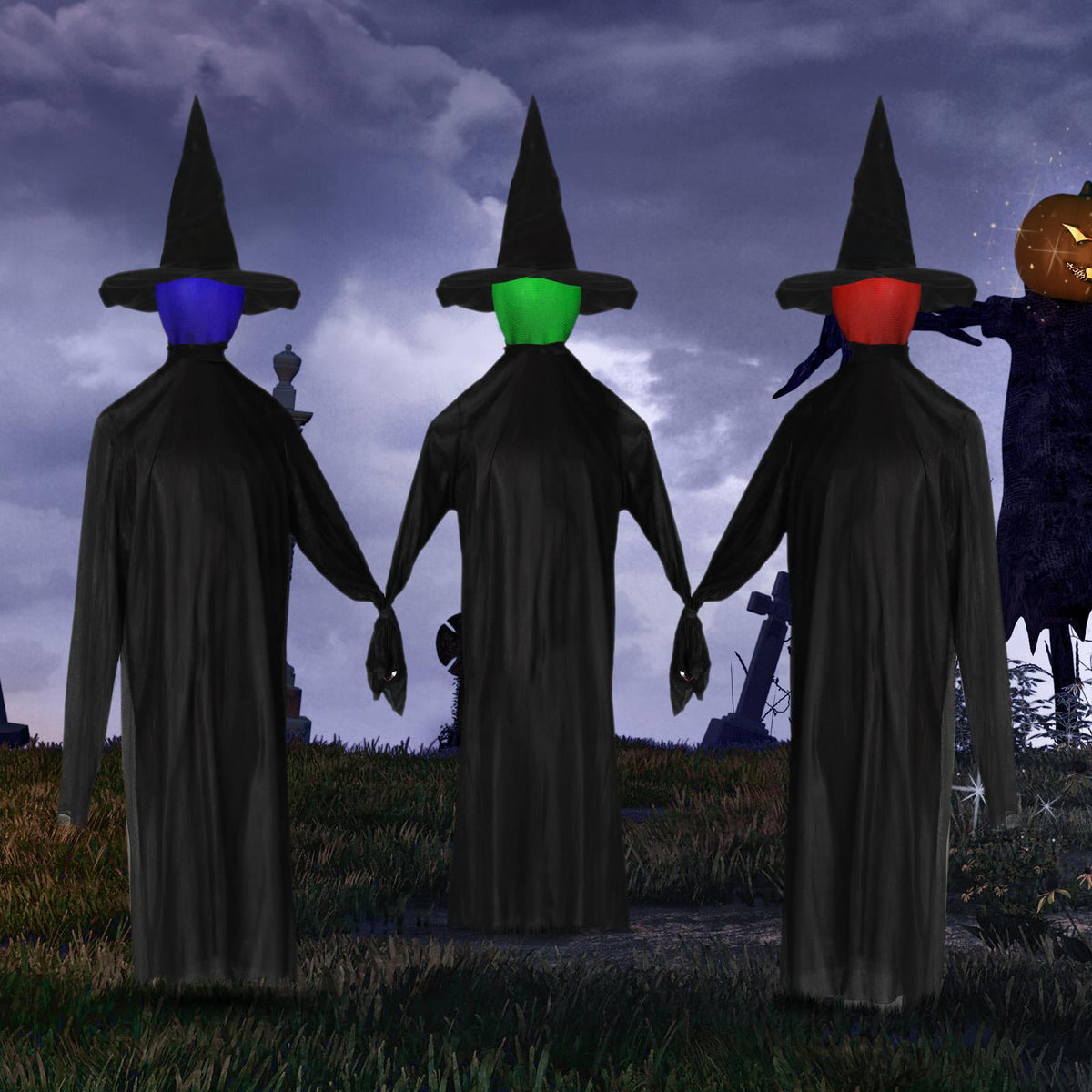 Haunt & Co Zimtwon 5.2ft Halloween Witches Halloween Props Sorcerers Animated Wicked Sound LED Lighted Glowing Head