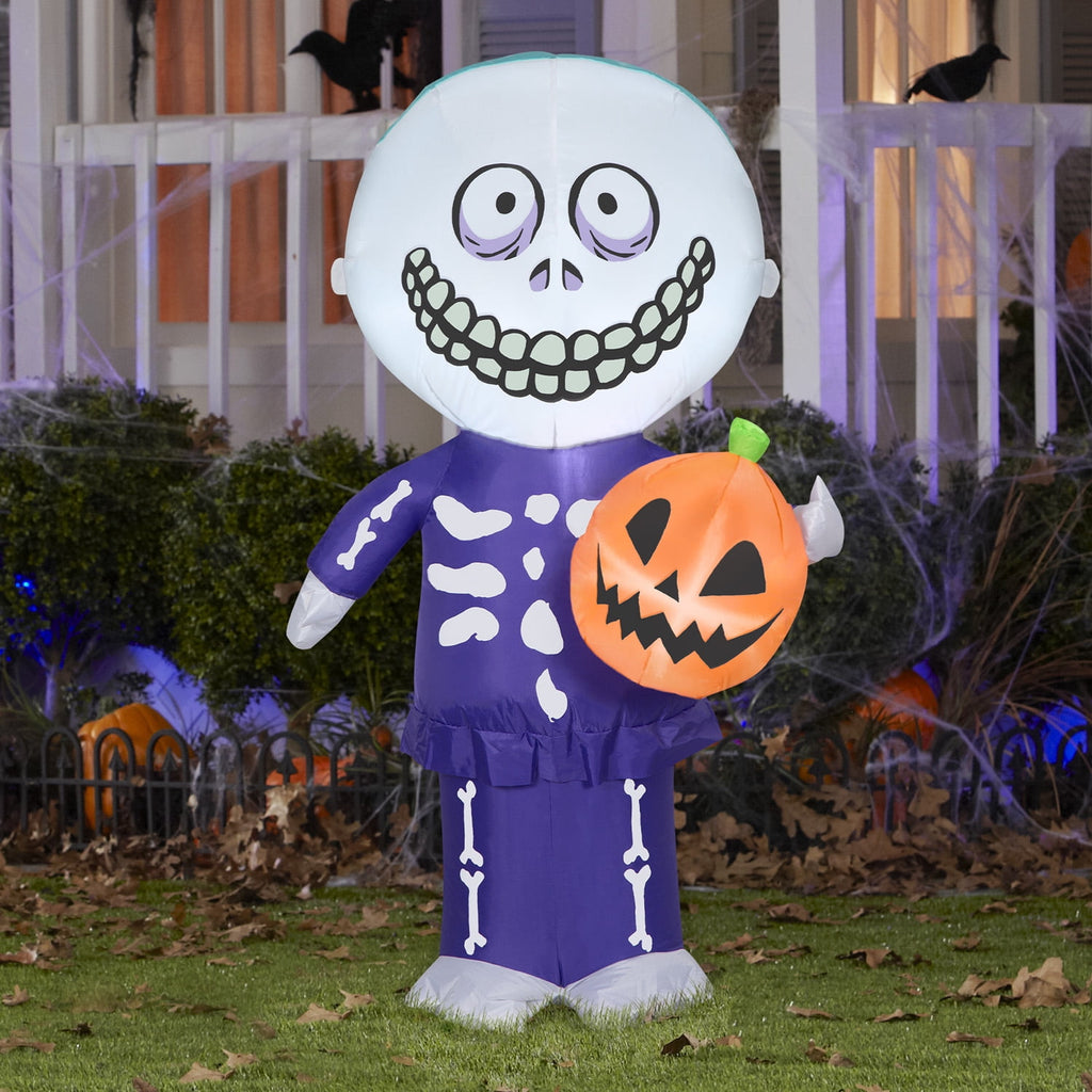 Haunt & Co Halloween Inflatable Barrel with Jack O' Lantern, 4 ft Tall, Multi