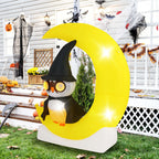 Haunt & Co Costway 4.3 x 5.1 ft Inflatable Owl on Moon LED Lighted w/ Large Moon & Wizard Owl w/ Stakes & Sandbags