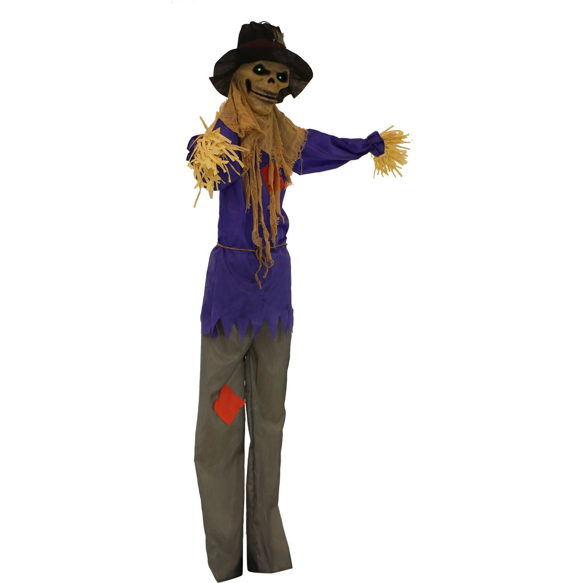 Haunt & Co 6 ft Standing Halloween Scarecrow Yard Decoration with LED Green Eyes