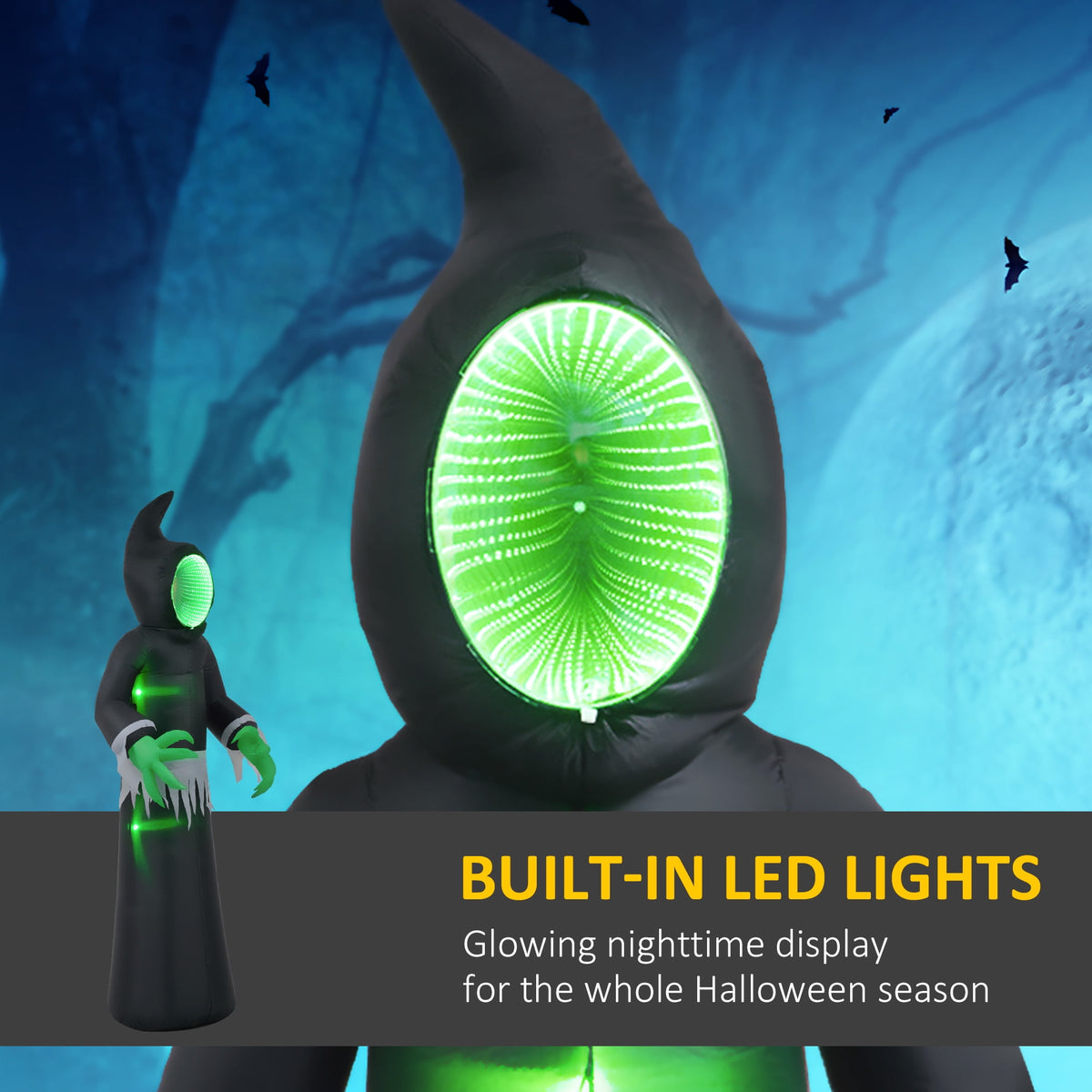 Haunt & Co HOMCOM 8ft Inflatable Halloween Mirror Face Ghost, Outdoor LED Display