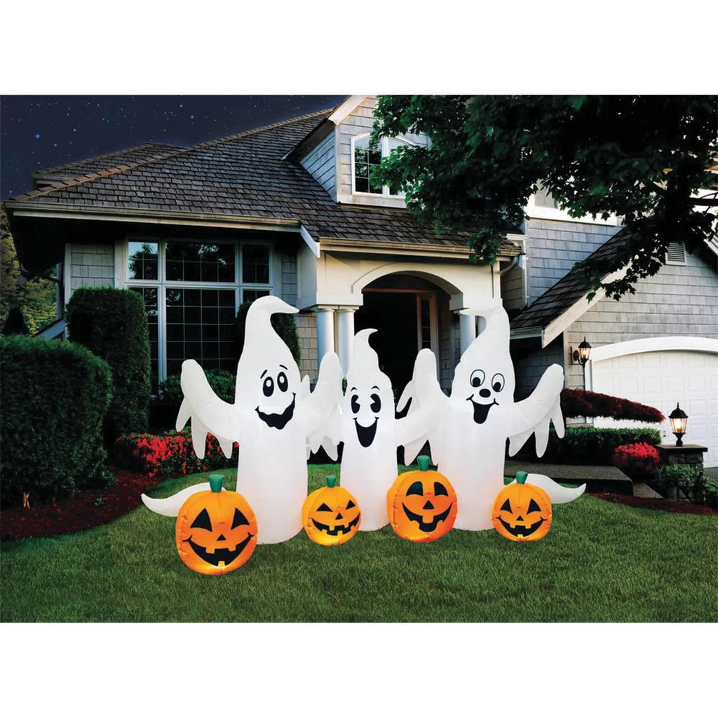 Haunt & Co 8 ft Inflatable Ghosts with Pumpkin Decoration
