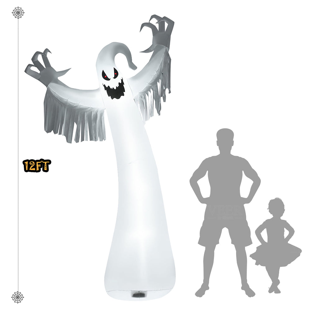 Haunt & Co Costway 12ft Inflatable Halloween Blow Up Ghost Decoration w/ Built-in LED Light
