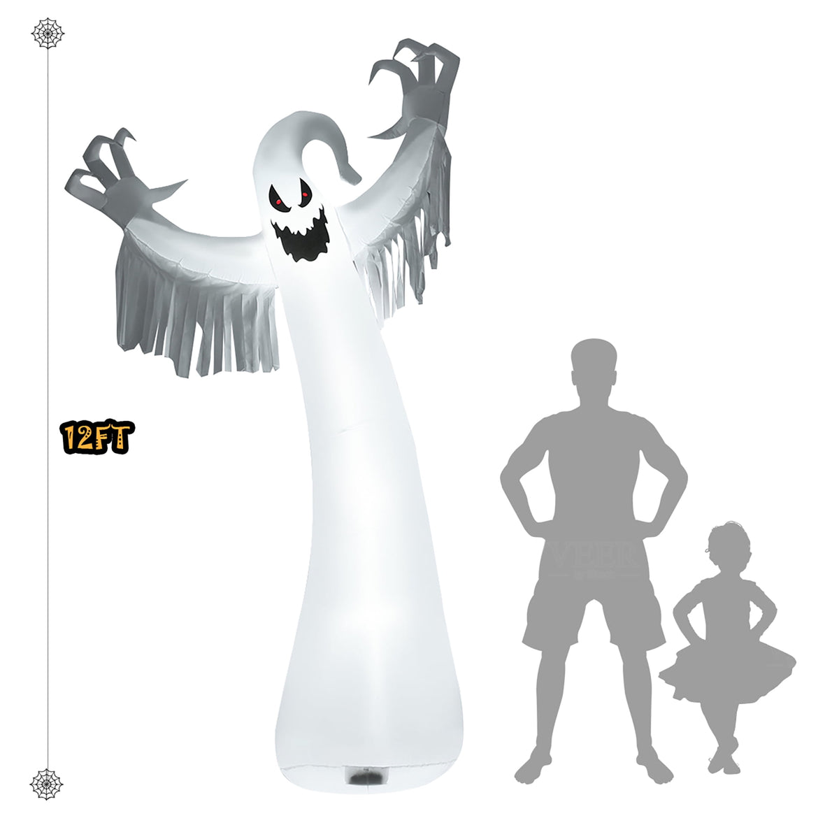 Haunt & Co Costway 12ft Inflatable Halloween Blow Up Ghost Decoration w/ Built-in LED Light