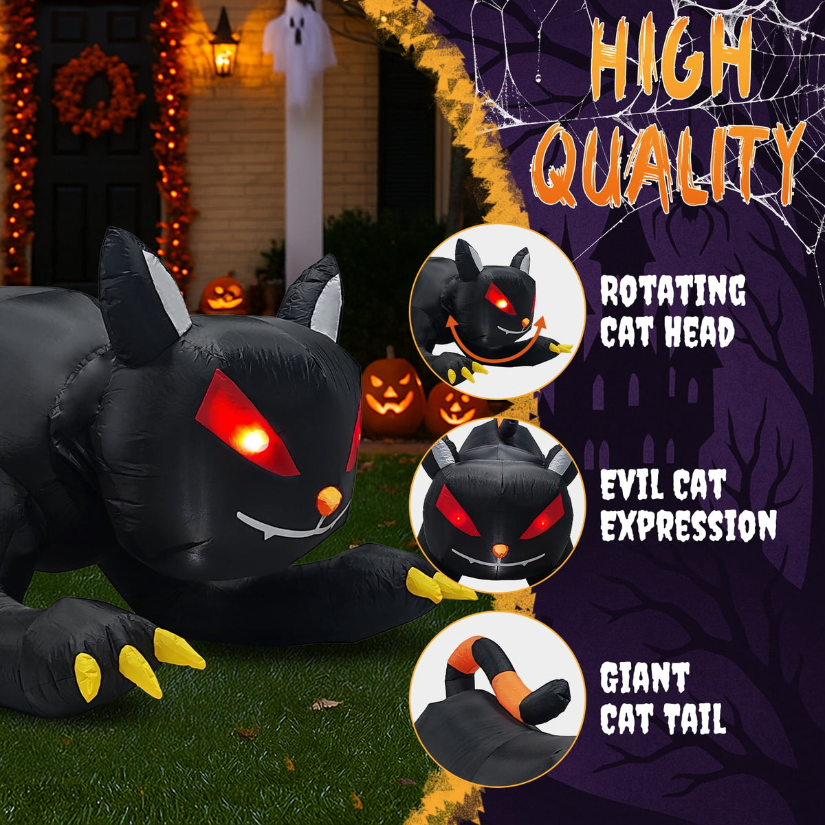 Haunt & Co 4.5' Halloween Inflatables Outdoor Giant Cat Blow up Decor