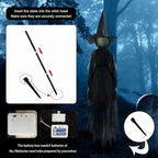Haunt & Co Halloween Witch Decorations Outdoor, 59" Light Up Witches Holding Hands Witches with Stakes, Voice Control Screaming Life Size Witches Waterproof