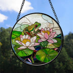 Haunt & Co Top Christmas Gifts - Frog Lotus Halloween Christmas Stained Glass Hanging Ornament - Twinkling Lights Holiday Tree Decor, Xmas Gift for Mom, Dad, Friends, Family