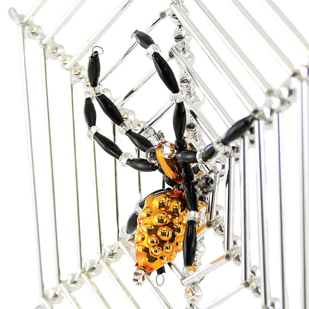 Haunt & Co Santa Land 8.00In Halloween Spider Web, Glass, Ornament Beaded Czech Luck 21R1000