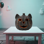 Haunt & Co Spooky Halloween Decorations Led Luminous Cat Pumpkin Ornament Orange Hollow Halloween Lights for Halloween Tabletop Decor Haunted House Ornaments