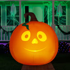 Haunt & Co 5 Ft Tall Halloween Inflatable Pumpkin,Blow Up Pumpkin with Projector Face and Music Lights,Outdoor Decorations