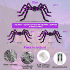 Haunt & Co Halloween Spider Decorations Set, 5FT and 2 Pack 4FT Lighted Giant Spider Decorations