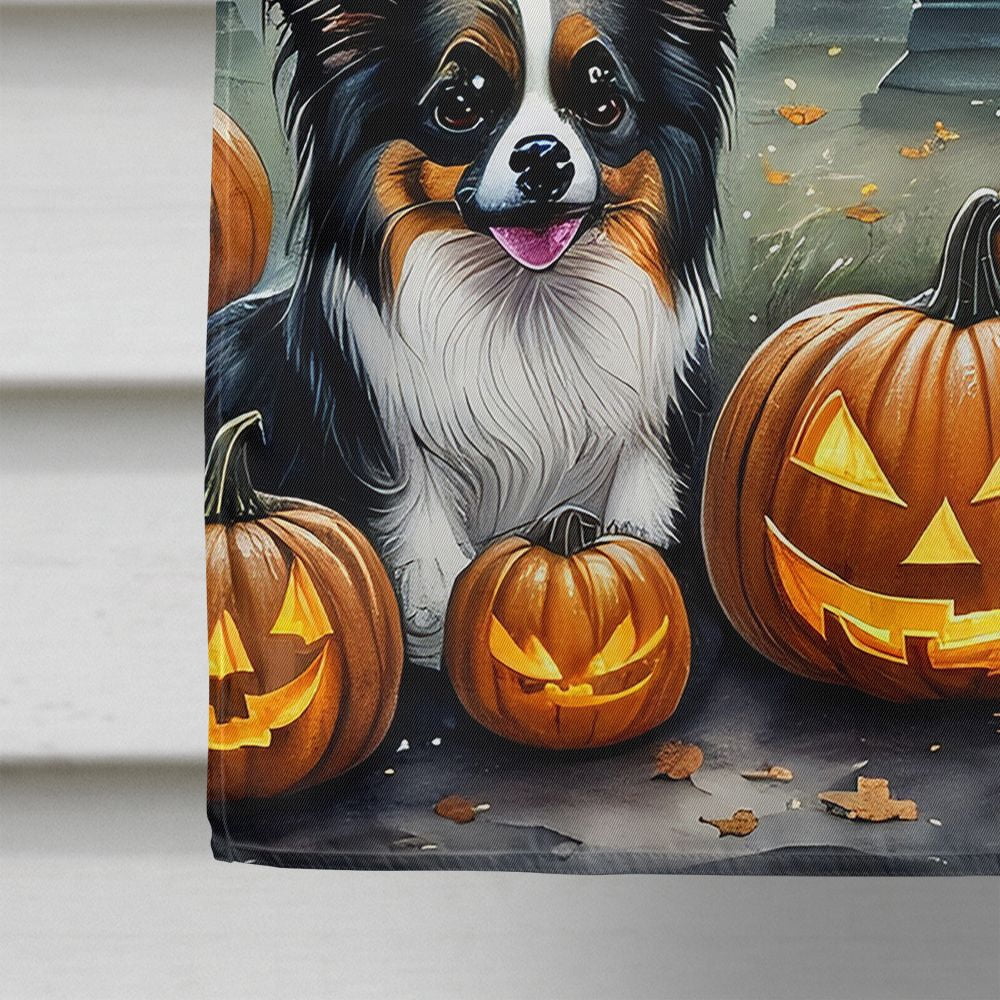 Haunt & Co Halloween Papillon Dog House Flag 28x40IN Double-Sided Polyester Decorative Sleeve Pole Flag