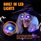 Haunt & Co 6ft Halloween Witch Decoration,Outdoor Scary Halloween Animatronic Hanging Witch with Light Up Eyes and Sound Decoration for Halloween Outdoor
