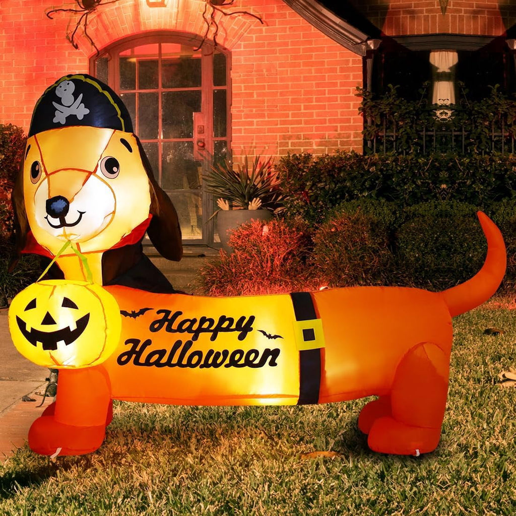 Haunt & Co Halloween Inflatable 5 FT Halloween Dog Decorations, Halloween Inflatable Dog with Built-in Lights, Outdoor Clearance For Halloween/Holiday/Garden/Yard